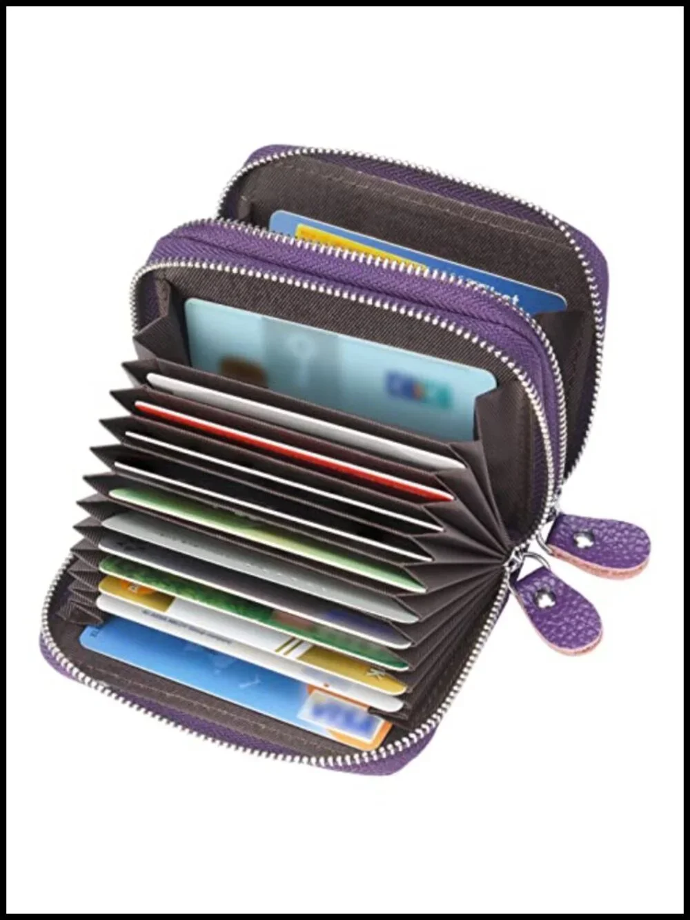 Genuine Leather RFID Blocking Zipper Card Wallet